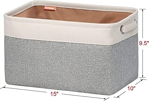 Foldable Storage Bin Collapsible Fabric Storage Basket Cube with Durable Handles Closet Organizer Bins for Organizing Shelves Drawers, Set of 3, 15" x 10" x 9.5", Grey