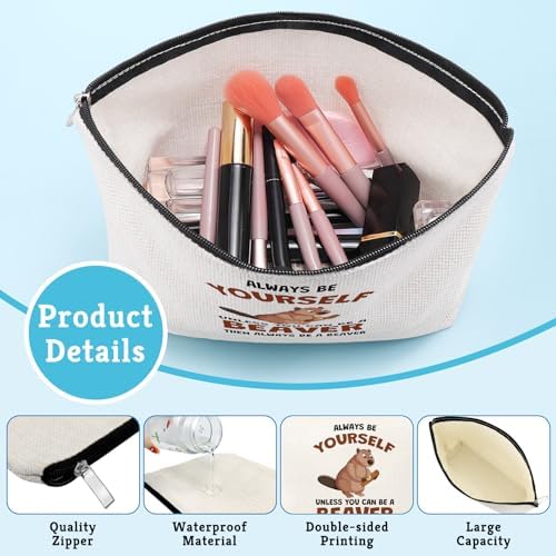 Gifts for Beaver Lovers Makeup Bag Beavers Theme Gift for Animal Lovers Holiday Appreciation Gifts for Women Travel Pouch Christmas Birthday Gift for Beaver Fans Women Friends Cosmetic Bag with Zipper