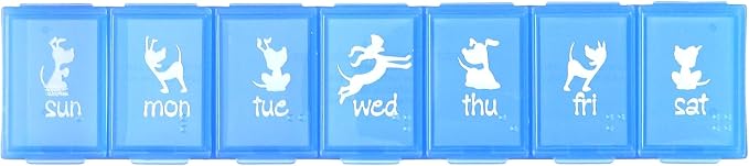 Ezy Dose Pets Weekly 7-Day Pill Organizer for Dogs, Blue, Large | Medicine Planner, Vitamin Organizer Box for Dogs, Easy to Use, Transparent Lids, Convenient for Treats