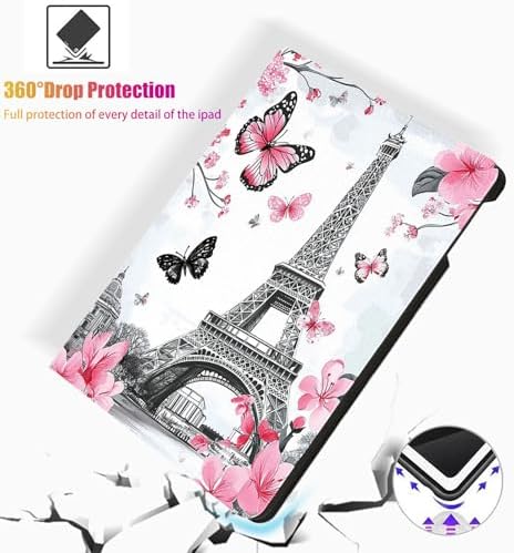 for Microsoft Surface Pro 7 Plus,Surface Pro 7/6/5/4 12.3" Tablet Case,Auto Wake/Sleep,Adjustable Stand Protective Cover - Eiffel Tower Sakura Butterfly