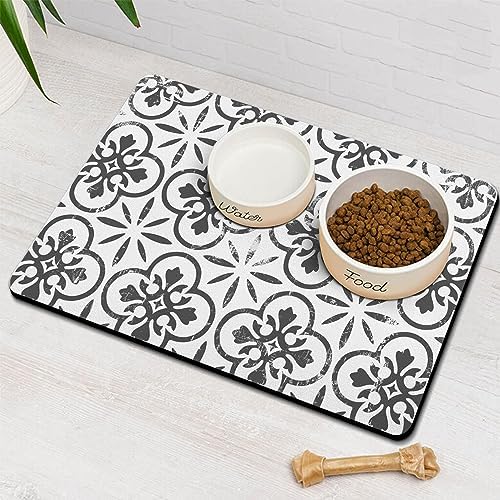 Dog Food Mats for Floors Absorbent, Pet Cat Food Mat - Quick Dry Dog Bowl Mats for Food and Water, Eco-Friendly Boho Pet Supplies
