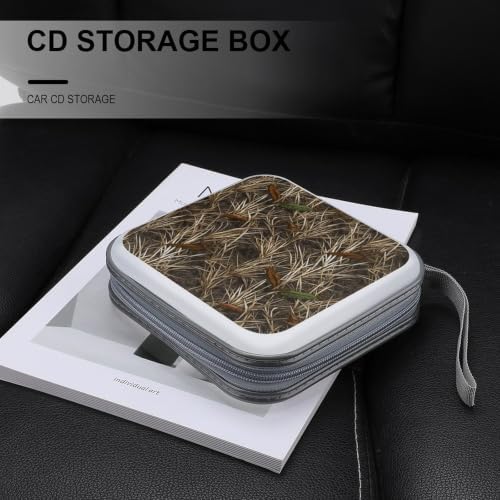 40 Capacity CD Case Camo Tree Grass Protective DVD Holder Wallet | Real Camo Tree Grass Disc Storage Organizer Binder, Hand Strap, Zipper Closure for Home Car