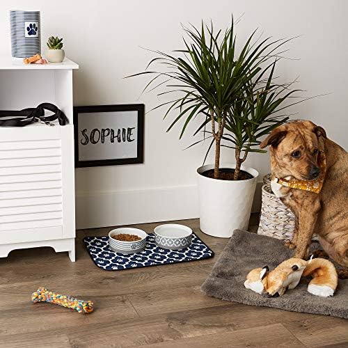 Bone Dry Machine Washable, Ultra Absorbent Pet Mat, 12x18, Nautical Blue/Off-White Lattice