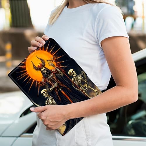 Rotating Handle Case for Samsung Tab S10 Ultra 2024/Galaxy S9 Ultra 2023 14.6", 360 Degree Swivel Kickstand with Magnetic Closure Shockproof Leather Protective Cover, Dark Skull Knight