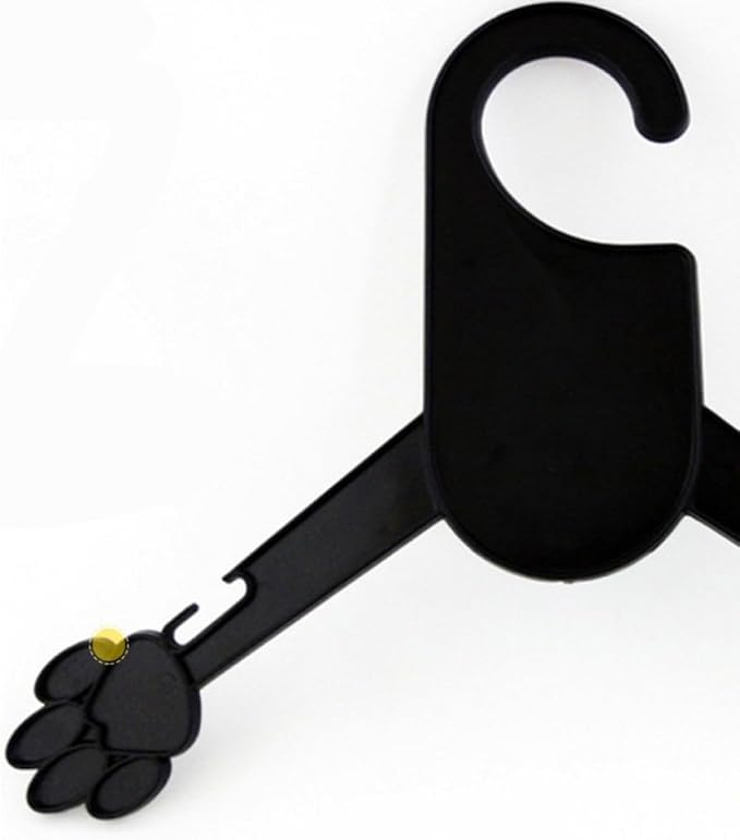 VOSAREA 10pcs Black Plastic Paw Shape Pet Clothes Hangers for Dog and Cat Clothes Thick Sturdy Design Not Easy to Break Portable and Space-Saving Organizer