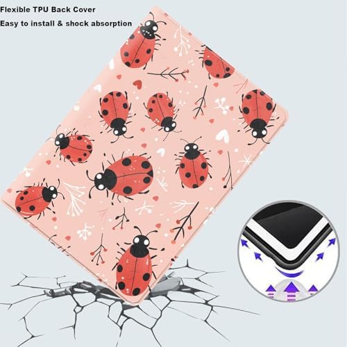 Tablet Case for iPad Pro 13 Inch M5/M4 (2025/2024,8th/7th Generation),Shockproof Protective Cover with Stand,Auto Wake/Sleep,Ladybug