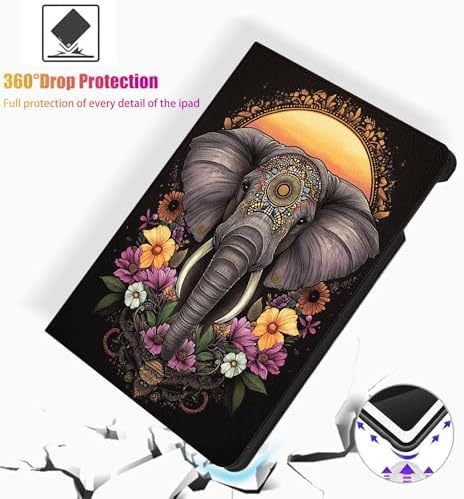 for Microsoft Surface Pro 11/10/9-13" 2024/2022 Tablet Case,Auto Wake/Sleep,Adjustable Stand Protective Cover - Mandala Elephant