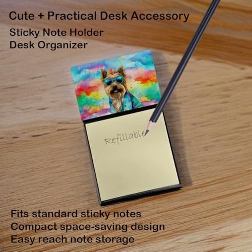 Caroline's Treasures Cairn Terrier Hippie Dawg Sticky Note Holder Refillable Dispenser Self-Sticky Note Pads, Memo Pads Blank Desk Accessories