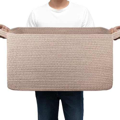 75L Large Blanket Basket,woven baskets for storage,Storage Basket for Organizing,Cotton Rope Basket with Handle,Blanket Basket living Room,Toy Basket for Nursery