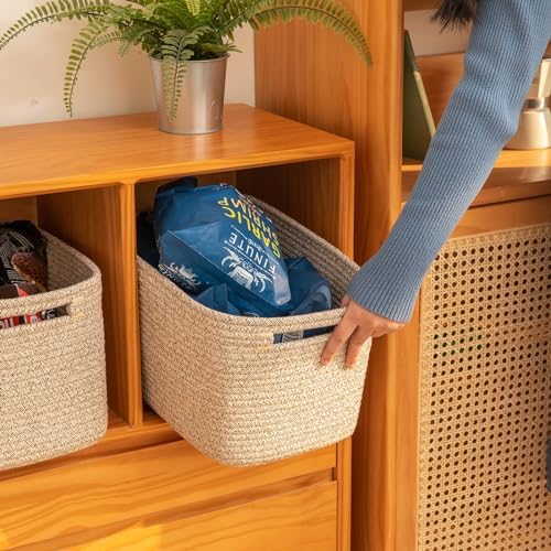 OIAHOMY 4 Pack Storage Baskets for Organizing 15L Cube Storage Bins Brown