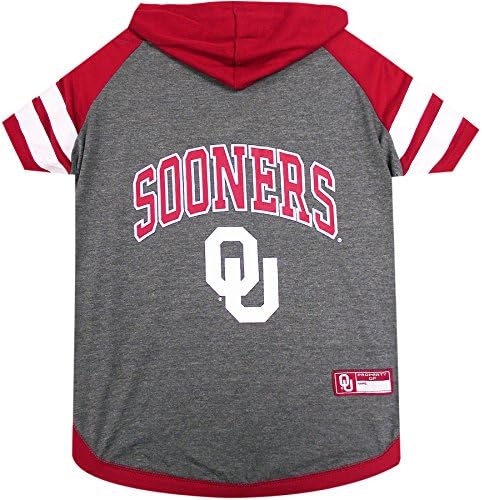 Pets First NCAA Oklahoma Sooners Hoodie for Dogs & Cats, Small. | Collegiate Licensed Dog Hoody Tee Shirt | Sports Hoody T-Shirt for Pets | College Sporty Dog Hoodie Shirt