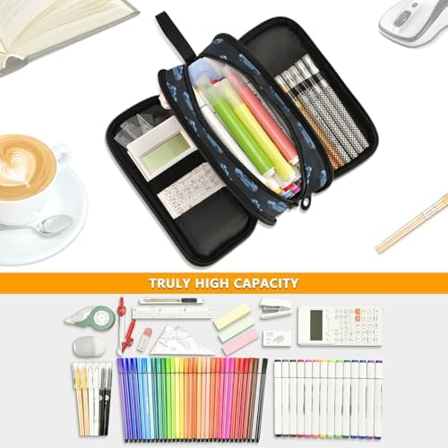 KLL Custom Large Capacity Pencil Cases Teen Girls Zipper Pencil Case College Portable Police Car Herd Black
