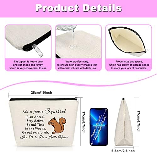 Squirrel Lover Gift for Women Squirrel Gifts for Squirrels Lovers Makeup Bag Nature Lovers for Woman Squirrels Themed Gifts Mom Gift Nature Animal Gift Travel Pouch Birthday Christmas Gift