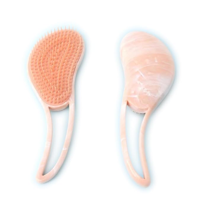 Dog Grooming Brush, Soft Puppy Massage Brush, Pet Hair Bathing Brush Comb, Hangable Grooming Tool for Poodles, Teddy, Yorkies, Maltese, Shih Tzu, Chihuahua (Marble Grain Pink)