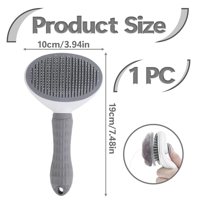 Cat Brush for Shedding & Grooming, Self-Cleaning Cat Slicker Brush with Push Button | Gentle Deshedding & Dematting Tool for Short & Long Hair Cats and Dogs | Massaging Pet Hair Remover for Loose Fur