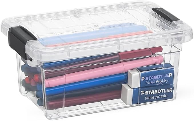 Superio 1.85 Quart Clear Plastic Storage Boxes with Lids, Stackable Organizer Containers, BPA-Free Storage Bins for Home, Office, School & Dorm, 1 Pack