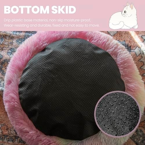 Round Fluffy Hooded Cat Bed Cave, Anti-Anxiety Cave Bed with Blanket | Hooded Cat Bed Cave, Cozy Cuddler Luxury Puppy Pet Bed, Anti-Slip Bottom and Machine Washable