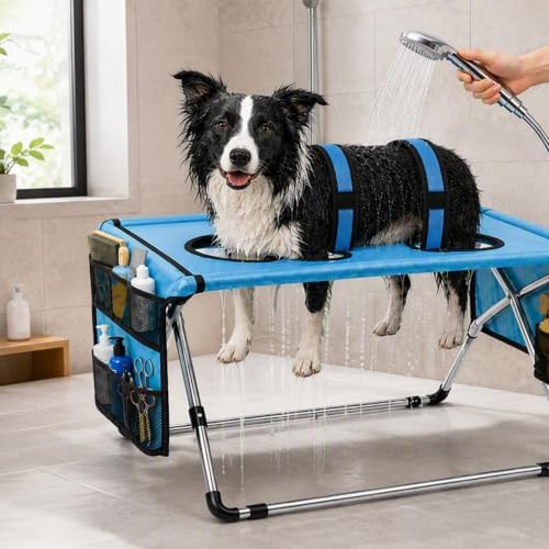 2026 Upgraded Detachable Pet Grooming Hammock for Small Dogs & Cats 44 LBS | Stainless Steel Stand Pet Grooming Sling, 8‑Hole Adjustable Dog Cat Grooming Harness for Pet Nail Trimming, Bathing, Care