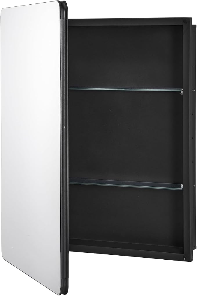 VEVOR Medicine Cabinet, 24 x 30 inch, Medicine Cabinet for Bathroom with Mirror, Aluminum Frame Bathroom Wall Cabinet, 2-Layer Adjustable Shelves, Recessed & Wall-Mounted Installation