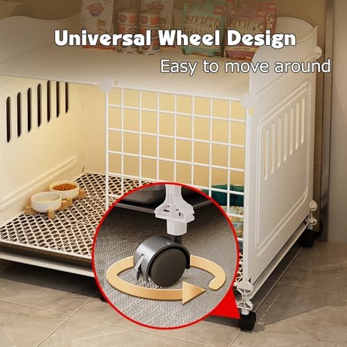 Portable Dog Crate with Wheels and Top Shelving, Easy to Install and Clean, Ideal for Puppy and Small to Medium Dogs, Durable Enclosure for Home or Travel(109 * 49 * 59cm)