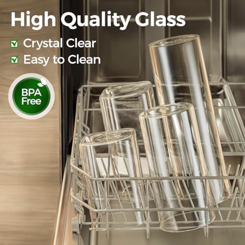 ComSaf Pasta Containers Storage 2 Qt/1.1Qt, 6 Pack Tall Glass Spaghetti Jar | Glass Storage Containers with Lids, Kitchen Canisters,Pantry Pasta Holder, Noodles, Cereal, Oats, Dry Food Storage, BPA Free