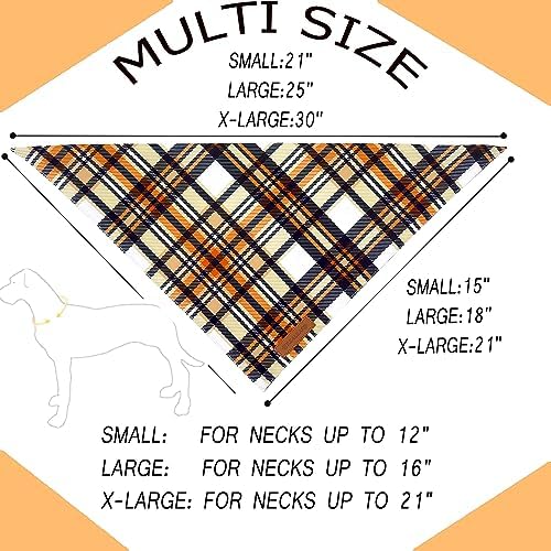 Realeaf Fall Dog Bandanas 2 Pack, Reversible Orange Plaid Holiday Pet Scarf for Boy and Girl, Premium Durable Fabric, Halloween Thanksgiving Bandana for Small and Medium Dogs (Small)
