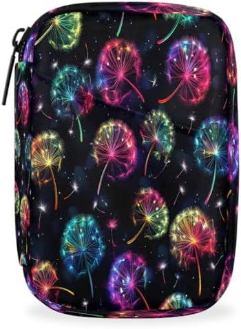 Pill Organizer Box Blue Starry Sky Dandelion 7-Day Weekly Medicine Pill Case Travel Pill Container Portable Pill Holder Storage Purse Bag Small Compact Size for Vitamin Supplement Birth Control