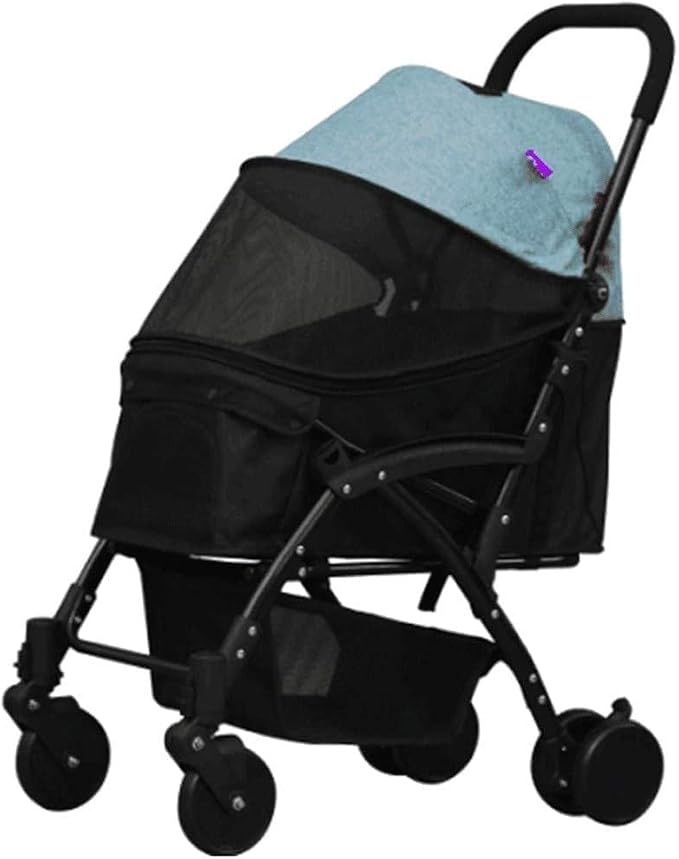 Double Dog Stroller Pet Trolley Cart 4 Wheels Foldable Pram for Cat Dog 360° Rotation Front Wheel Pet Travel Stroller Quick Folding (A) (C)