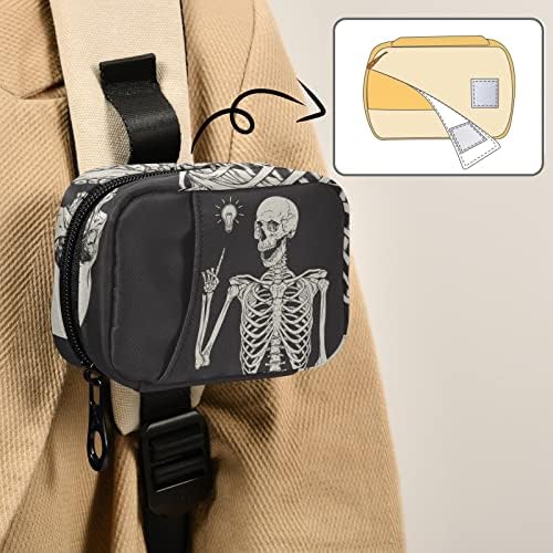 Human Skeleton Pill Box 7 Day Pill Case Travel Pill Organizer Bag with Zipper Portable Weekly Case Compact Size for Vitamin Supplement Holder