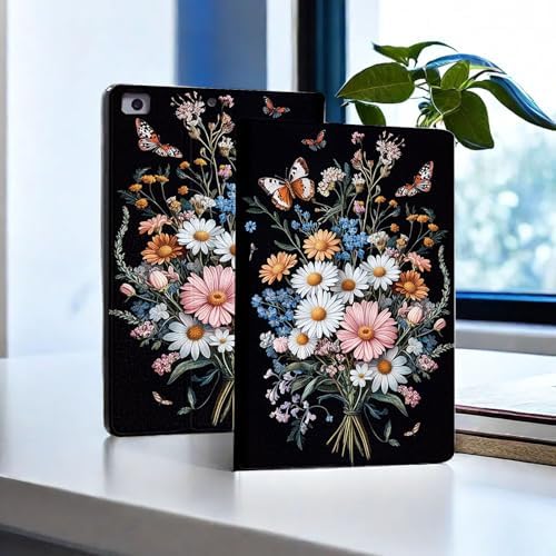 for Microsoft Surface Go 4/3/2/1-10.5" 2021 Tablet Case,Auto Wake/Sleep,Adjustable Stand Protective Cover - Floral Bouquet with Butterflies