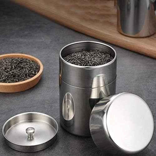 AUNMAS Airtight Tea Coffee Storage Container, 304 Stainless Steel Canister with Double Sealed Lid, 550ml Kitchen Counter Jar for Freshness