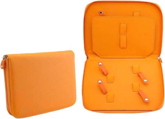 Pet Grooming Tool Storage Case Dog or Cat Grooming Supplies Dog Grooming Bag Portable PU Leather Storage Organizer Suitable for Professional Pet, Orange