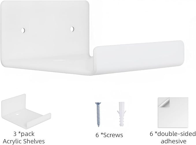 Pack of 3 Wall Mount Shelves for Security Cameras Remote Controls Modern Organization Living Room Bathroom Storage