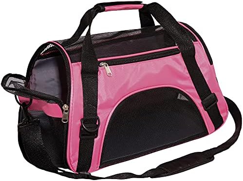 MuchL Cat Carrier for Cats Soft-Sided Travel Pat Carrier for Cat with Wooden Padding Board Airline Approved Lightweight Comfortable Cat Bag for Puppy Small Pets (Small, Pink)