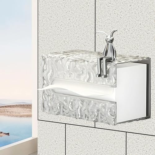 Facial Tissue Dispenser Wall Mount Water Wave Style Modern Transparent