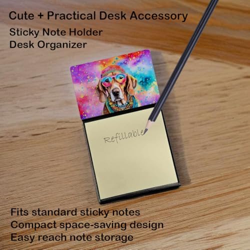 Caroline's Treasures Weimaraner Hippie Dawg Sticky Note Holder Refillable Dispenser Self-Sticky Note Pads, Memo Pads Blank Desk Accessories