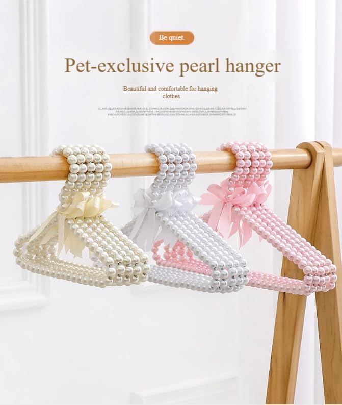 2 PCS Pearl Beaded Hangers for Kids Plastic Baby Clothes Hangers with Bow Non Slip Toddler Nursery Closet Organizer for Girls Dresses and Dog Pet Apparel Pearl Hangers for Women (Pink, 20)