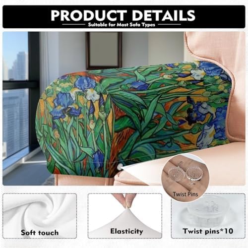 Tie Dye Couch Arm Covers Armrest Covers for Sofa Soft Furniture Protector Scratch-Resistant Sofa Arm Covers Armchair Slipcovers for Recliner, Set of 2