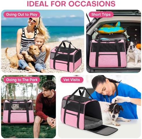 JUNGYOUN Premium Cat Carrier - Pet Carrier for Cat & Small Dogs up to 15lbs - Airline Approved Travel Dog Carrier with Anti-Escape Zippers, Collapsible Travel Bowl & Padded Strap