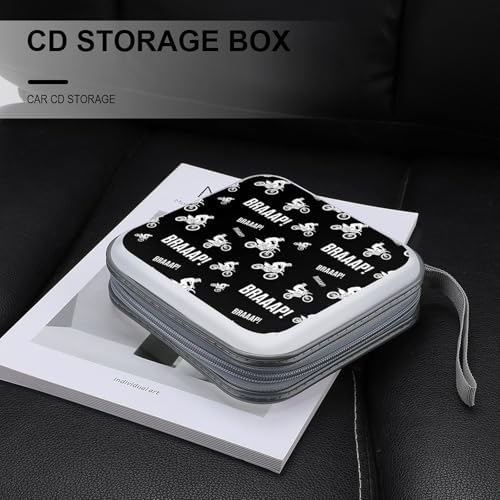 40-Disc Hard Shell Storage Wallet Dirt Bike Motocross, DVD CD Binder with Carry Strap, Portable Protective Organizer for Travel Office
