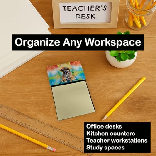 Caroline's Treasures Cane Corso Hippie Dawg Sticky Note Holder Refillable Dispenser Self-Sticky Note Pads, Memo Pads Blank Desk Accessories