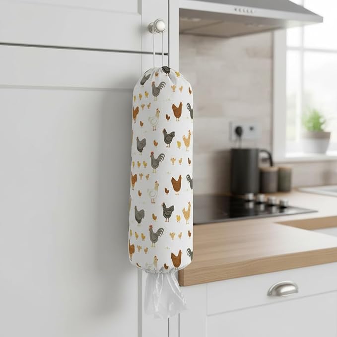 Plastic Bag Holder, Wall Mount Plastic Bag Organizer Dispenser Reusable Grocery Bag Organizer for Home Kitchen(Chicken)