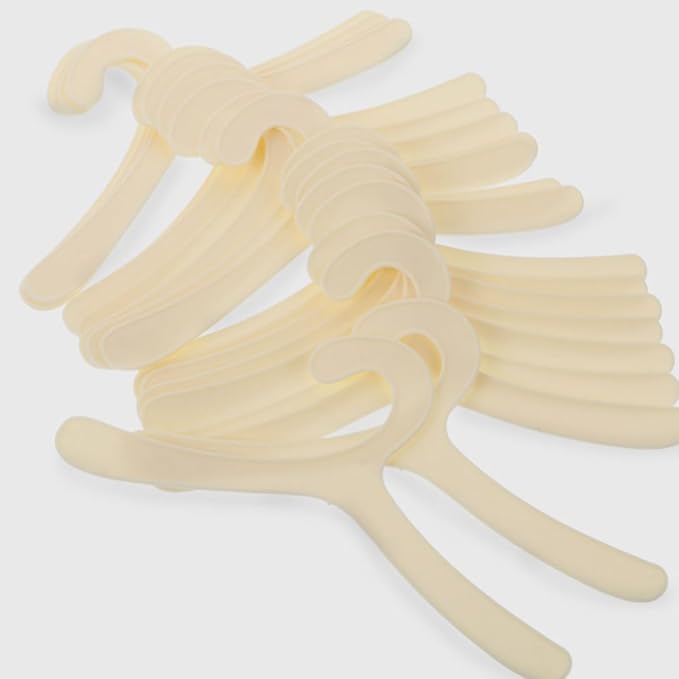 GALPADA Pet Clothes Hangers for Organizing Pet Apparel in Closets 24pcs Plastic Minimalist Design with Convenient Hanging and Sufficient Storage Beige Color for Small Dogs and Cats