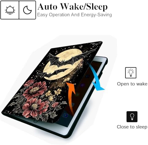 for Microsoft Surface Pro X/Pro X Plus-13 2019/2020/2021/2024 Tablet Case,Auto Wake/Sleep,Adjustable Stand Protective Cover - Bat Moon