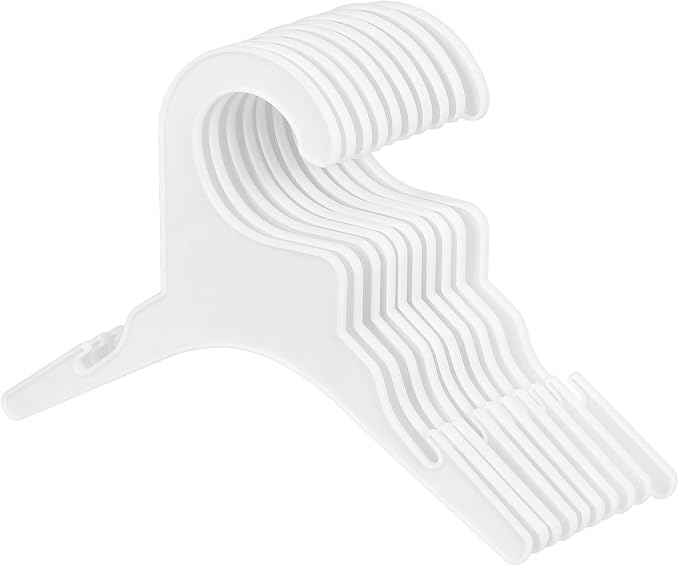 10pcs Small Plastic Dog Clothes Hangers Pet Coat Garment Rack for Cats and Dogs White Size Closet Organizer