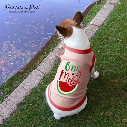 Parisian Pet Dog Shirt – 100% Cotton Shirts for Large Dogs – Pullover Sleeveless Puppy Vest – Breathable Cute Watermelon Pet Apparel – Pink Summer Dog Clothes - Stretchy T Shirts for Dogs