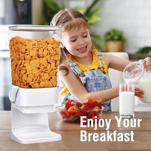 Cereal Dispenser Countertop 3pcs,5.5L Cereal Containers Storage Dispenser for Pantry,Dry Food Storage Rice Containers,Candy Dispenser,Snack Organizer Machine for Grains, Nuts,Oatmeal, Pet Food White