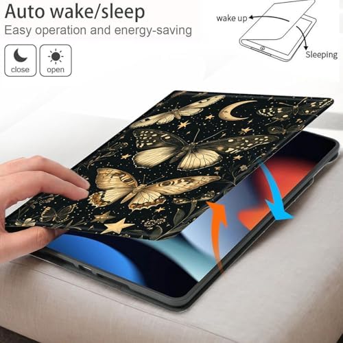 Bxgolkgd Tablet Case for Samsung Galaxy Tab S8 Plus 2022/S7 FE 2021/S7 Plus 2020 12.4 Inch,Shockproof Stand Cover with Heat Dissipation,Auto Wake/Sleep Function,Moon Butterfly