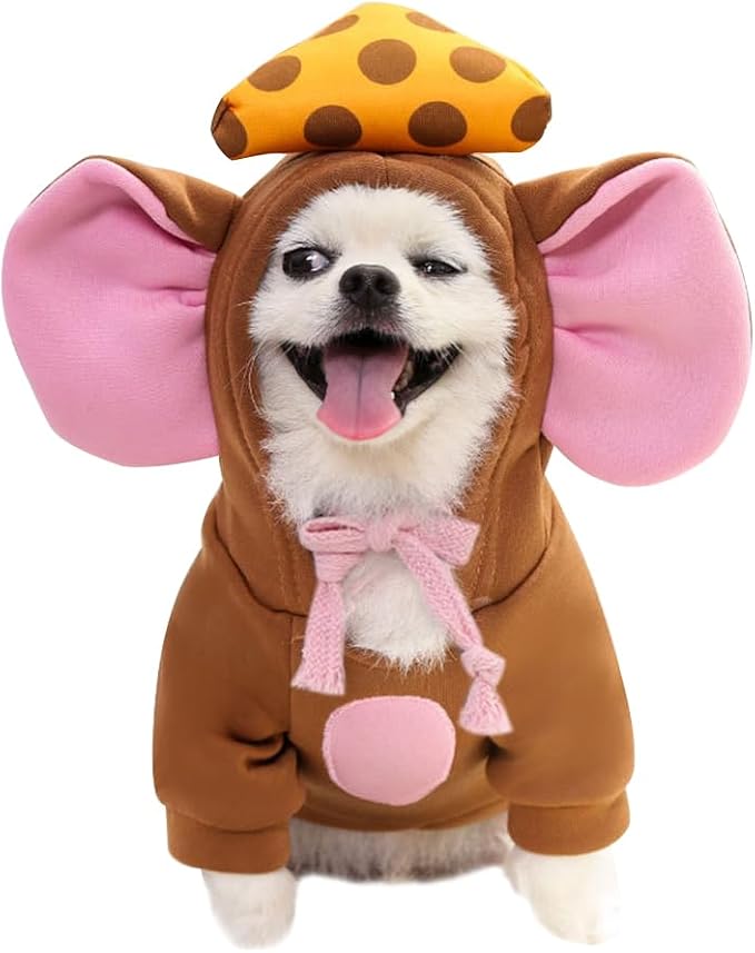 Pet Clothing Dog Transformation Shaped Hoodie (Brown Mouse,XS) | Autumn and Winter Warm Small Large Dog Method Dou Cat Clothes For French Bulldog Chihuahua Pug Boston Terrier Dachshund