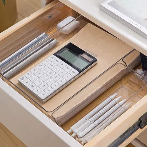 Clear Drawer Organiser Trays Set Makeup Trays Desk Drawers Dividers Organiser Bins for Kitchen Bedroom Bathroom Stackable Drawer